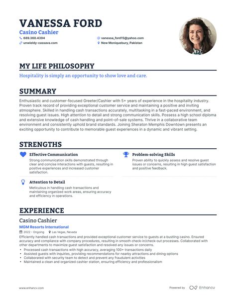 Casino Cashier Resume Examples & Samples for .